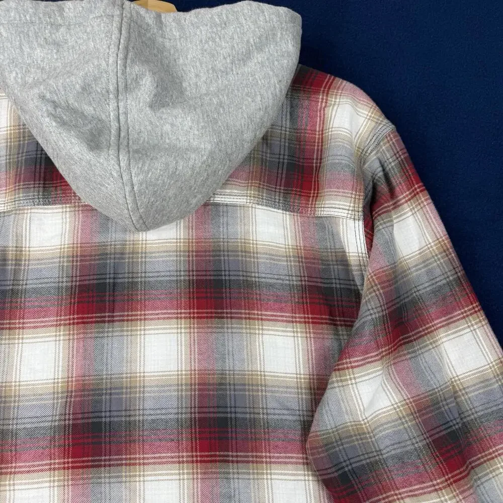 Roots Plaid Zip Hoodie Jacket Men Sz L Flannel Shirt Canada Cabincore Heritage - Picture 8 of 9